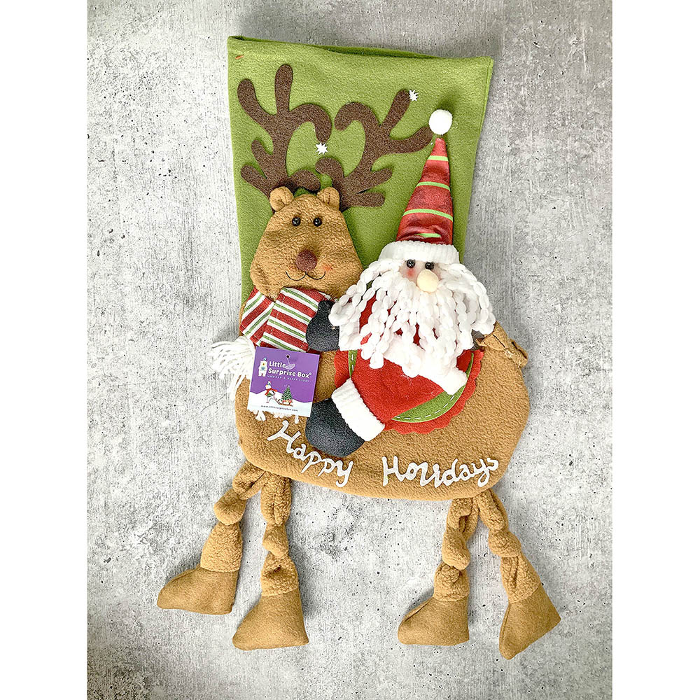 Little Surprise Box, Santa Long Hanging Knot Legs  Christmas Stocking for Gifts and Christmas Décor, 16 inches