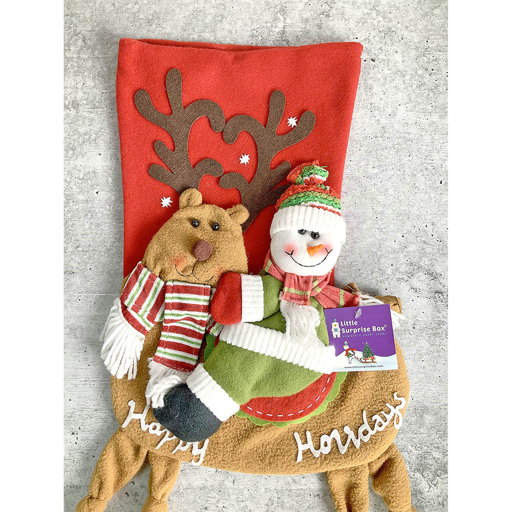 Little Surprise Box, Snowman Long Hanging Knot Legs  Christmas Stocking for Gifts and Christmas Décor, 16 inches