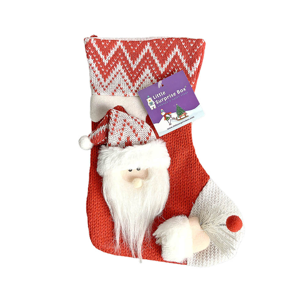 Little Surprise Box, Mini Snowflake Santa Christmas Stocking for Gifts and Christmas Décor, 10 inches