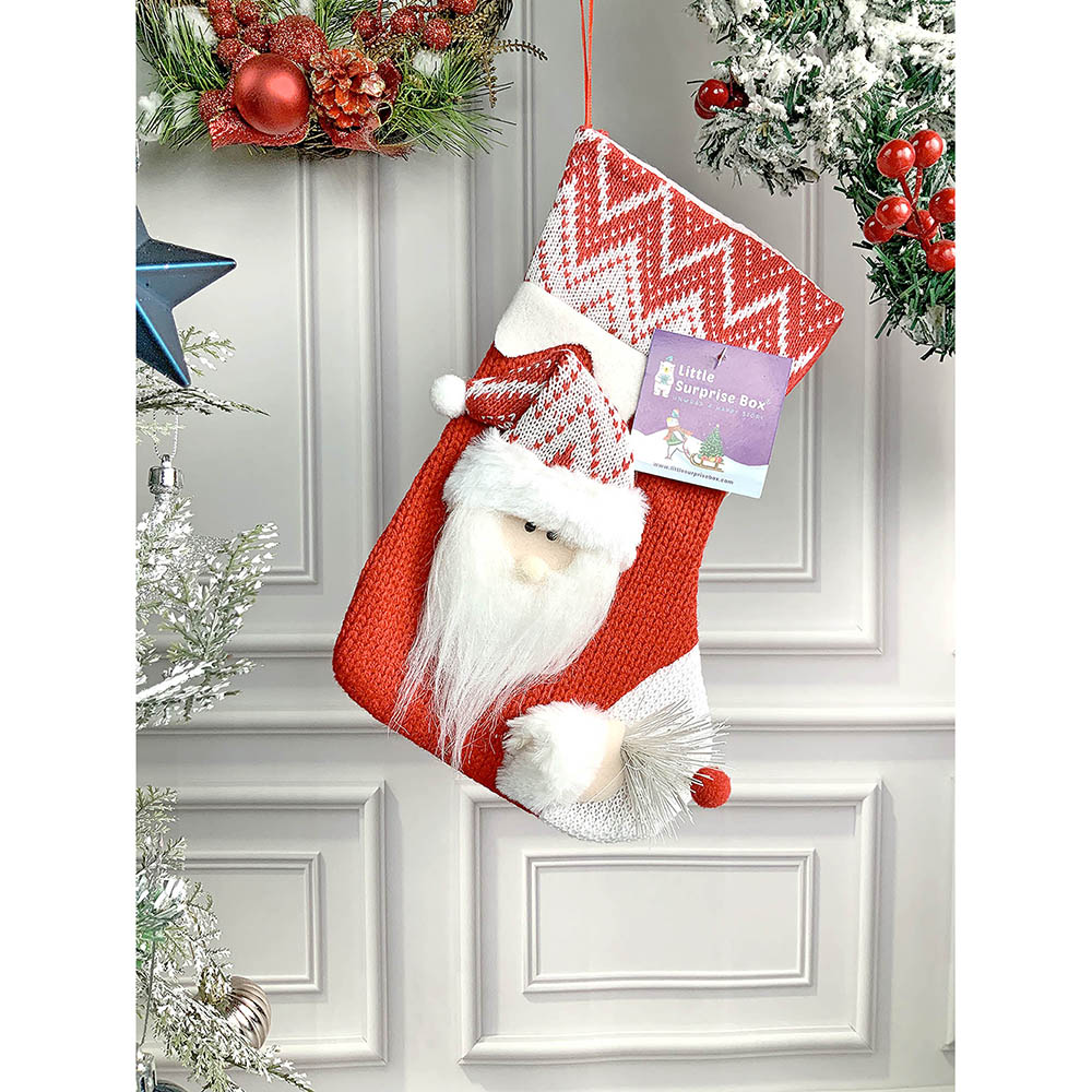 Little Surprise Box, Mini Snowflake Santa Christmas Stocking for Gifts and Christmas Décor, 10 inches