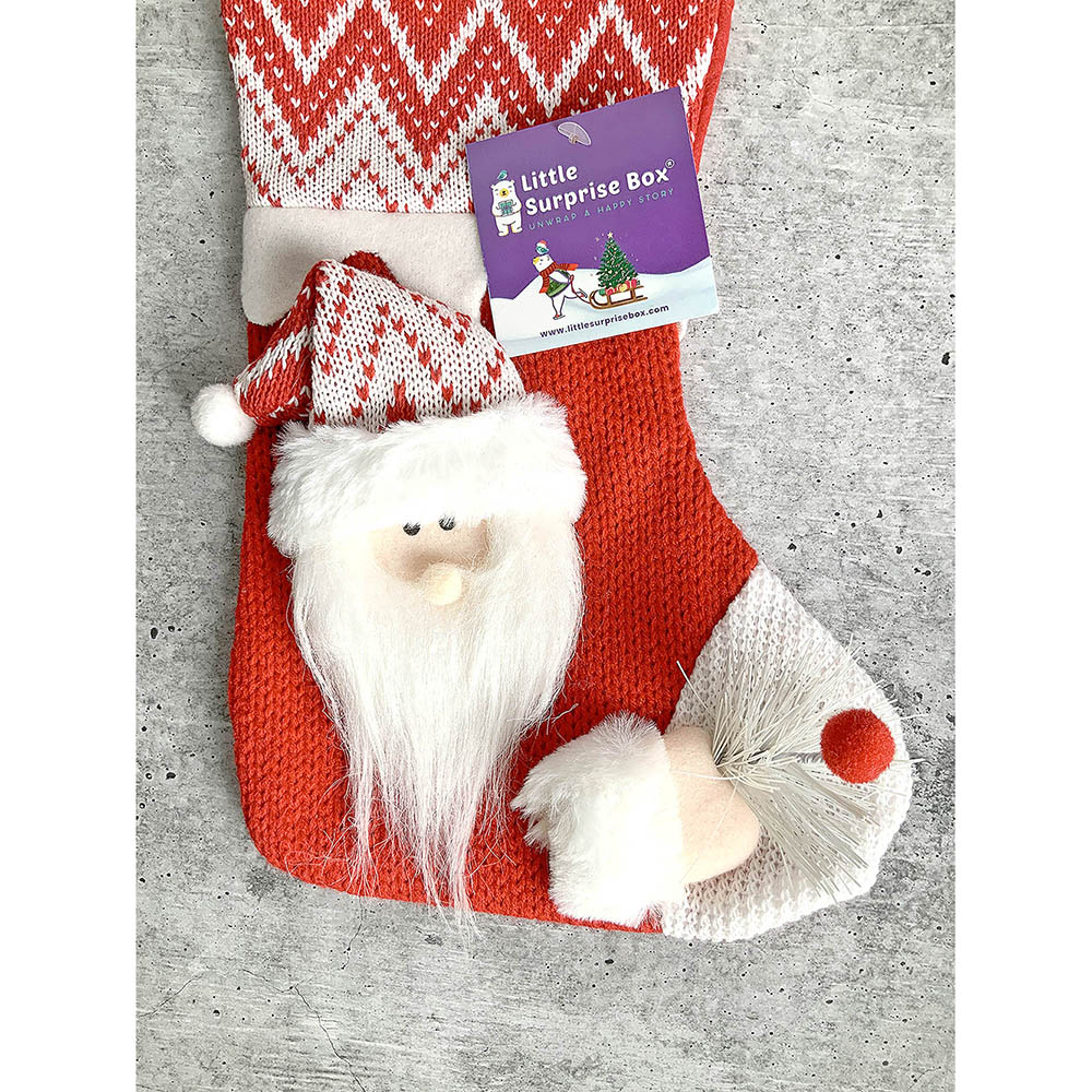 Little Surprise Box, Mini Snowflake Santa Christmas Stocking for Gifts and Christmas Décor, 10 inches