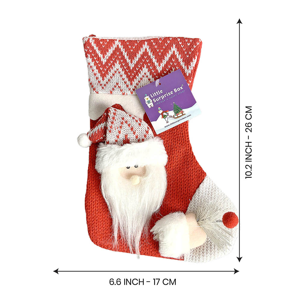 Little Surprise Box, Mini Snowflake Santa Christmas Stocking for Gifts and Christmas Décor, 10 inches