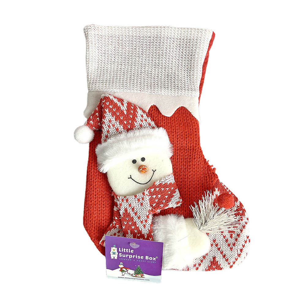 Little Surprise Box, Mini Snowflake Snowman Christmas Stocking for Gifts and Christmas Décor, 10 inches