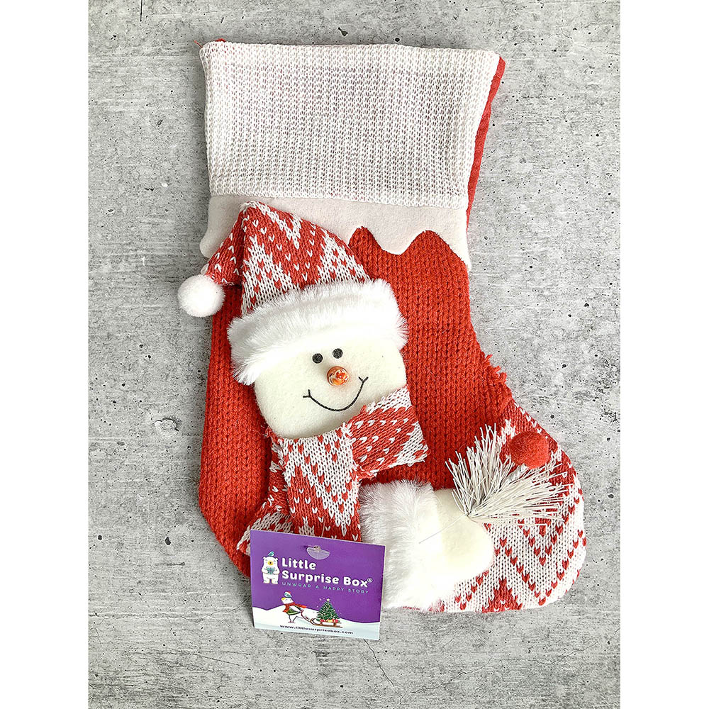 Little Surprise Box, Mini Snowflake Snowman Christmas Stocking for Gifts and Christmas Décor, 10 inches