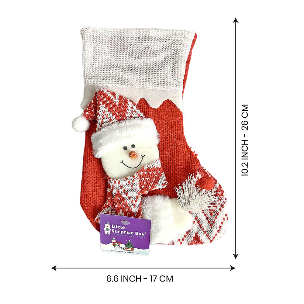 Little Surprise Box, Mini Snowflake Snowman Christmas Stocking for Gifts and Christmas Décor, 10 inches