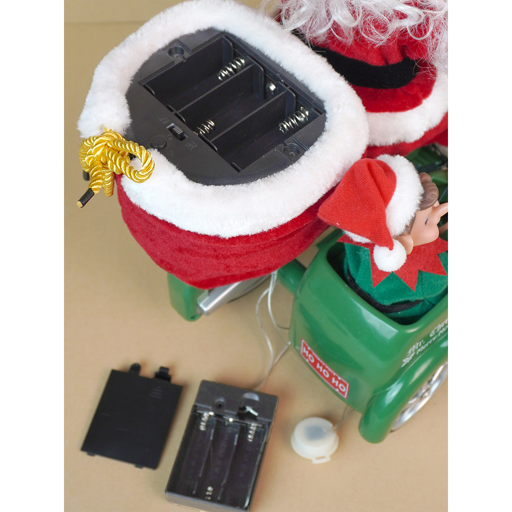 Little Surprise Box, Santa Motorcycle with Elf in Sidecar Light, Music And Motion Christmas Home Décor