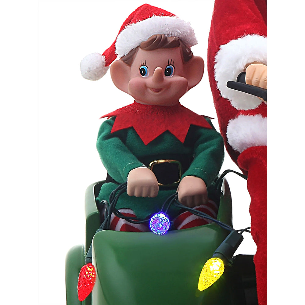 Little Surprise Box, Santa Motorcycle with Elf in Sidecar Light, Music And Motion Christmas Home Décor
