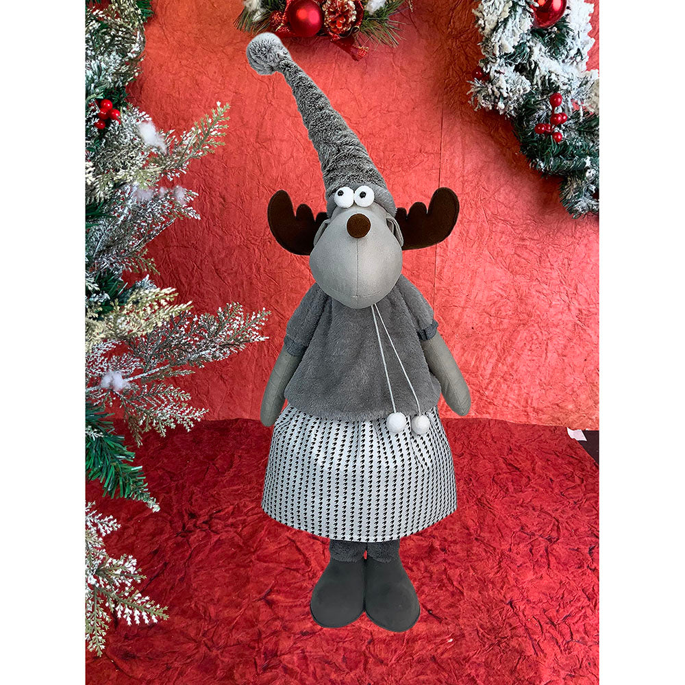 Little Surprise Box 35inches Grey Dress Mrs.Reindeer self standing Christmas Table Décor