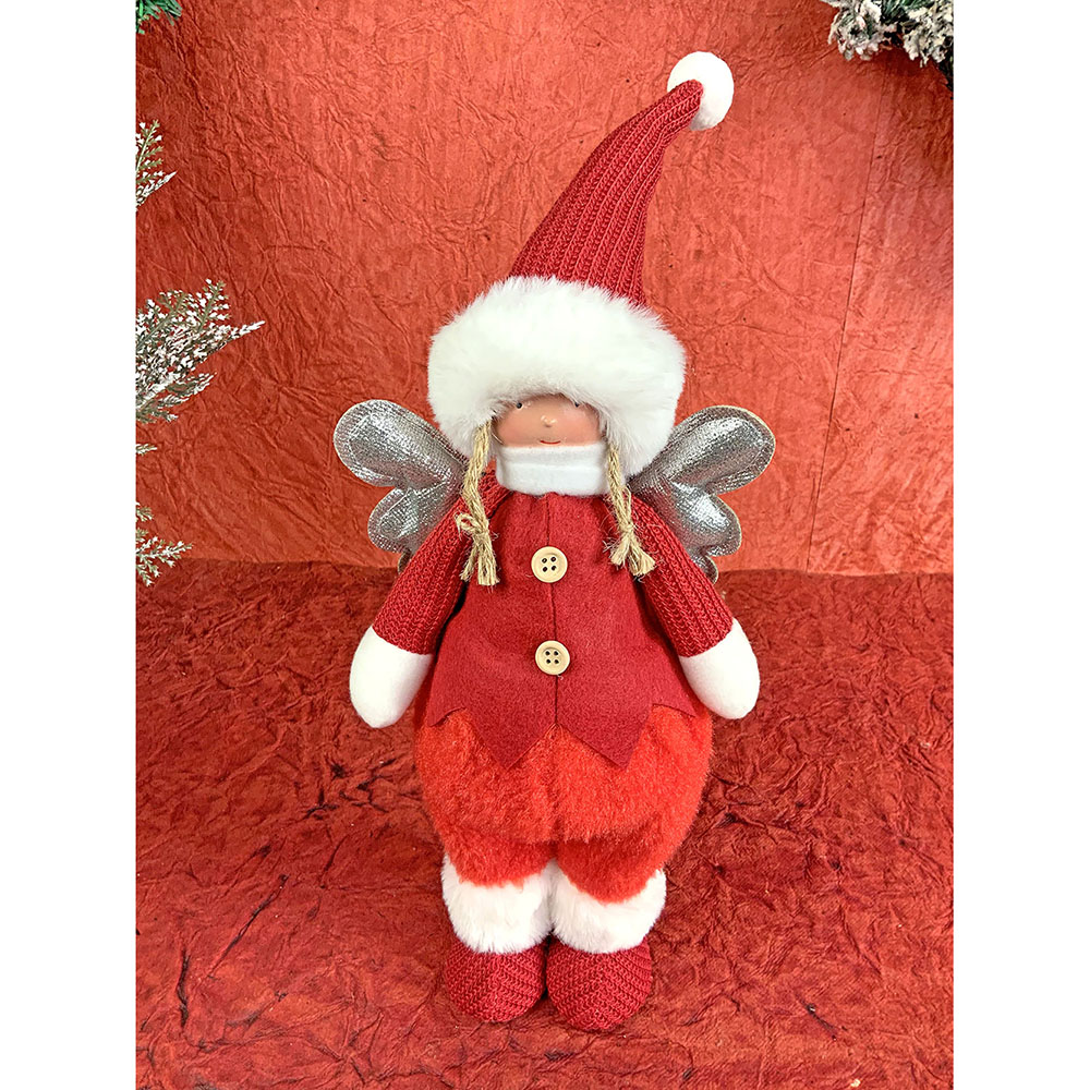 Little Surprise Box Red Pants Christmas Angel with Glitter Silver Wings self standing Christmas Table Décor 16 inches