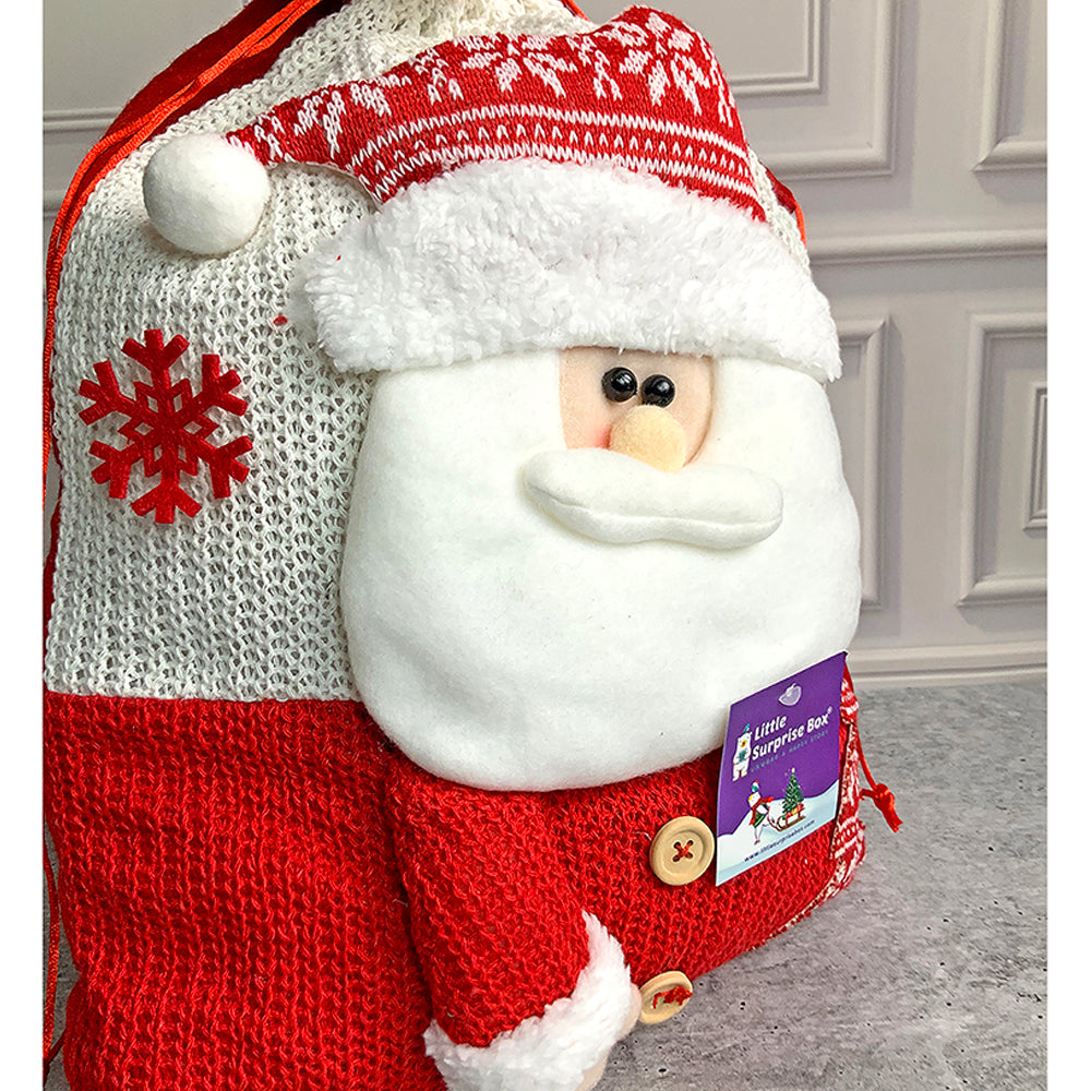 Little Surprise Box, Santa Red & White Knitted Christmas Sack for Christmas Gifts and Home Décor