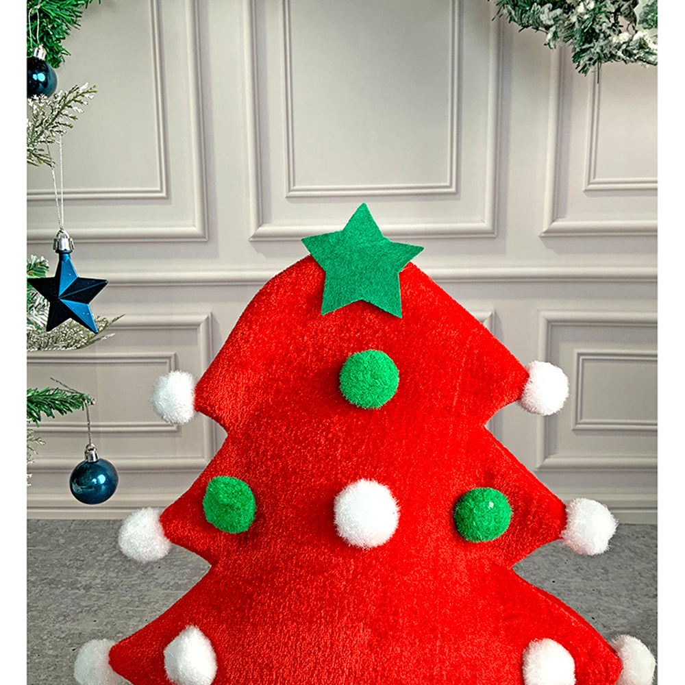 Little Surprise Box ,3d Red Pompom Christmas Tree shaped Velvet Plush Christmas Party Hat