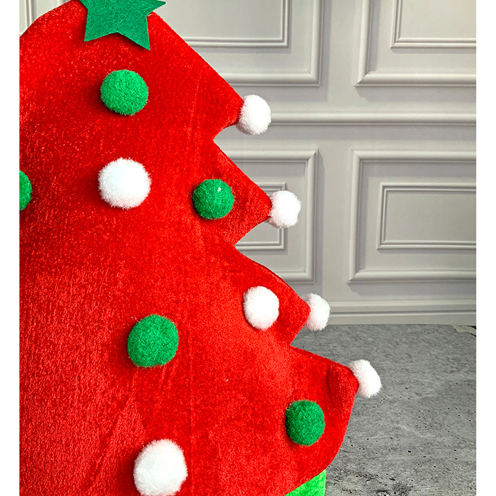 Little Surprise Box ,3d Red Pompom Christmas Tree shaped Velvet Plush Christmas Party Hat