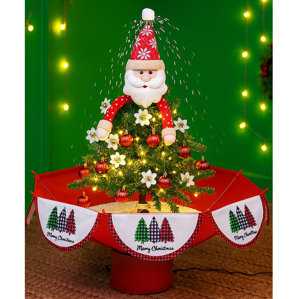 Little Surprise Box, 2.5feet, Santa Topper Tree  Themed Snowfall Effect With Light & Music Umbrella styled Christmas home Décor