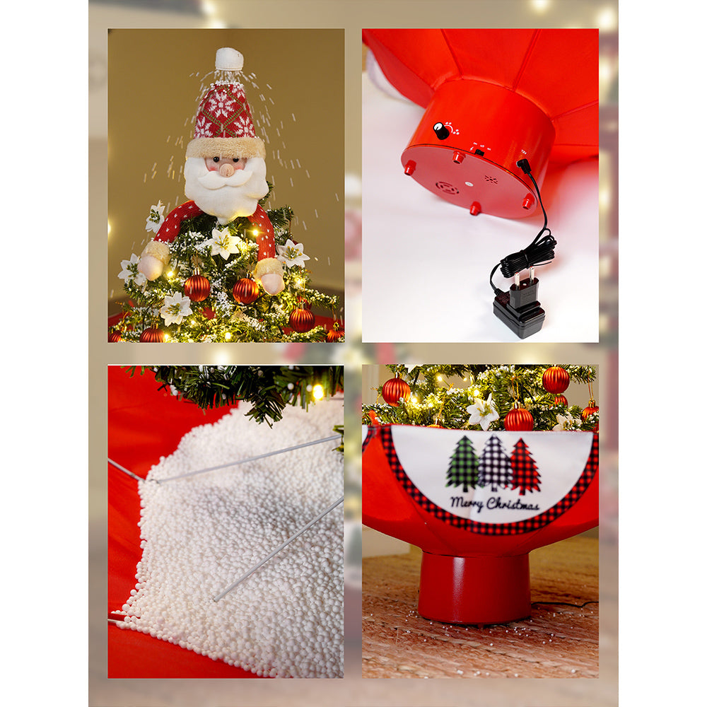Little Surprise Box, 2.5feet, Santa Topper Tree  Themed Snowfall Effect With Light & Music Umbrella styled Christmas home Décor