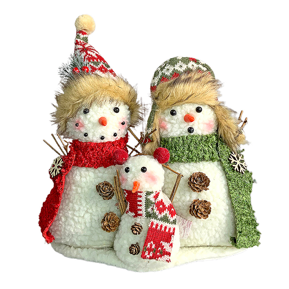 Little Surprise Box Plush Snowman Trio Family Christmas Décor for Home and Office