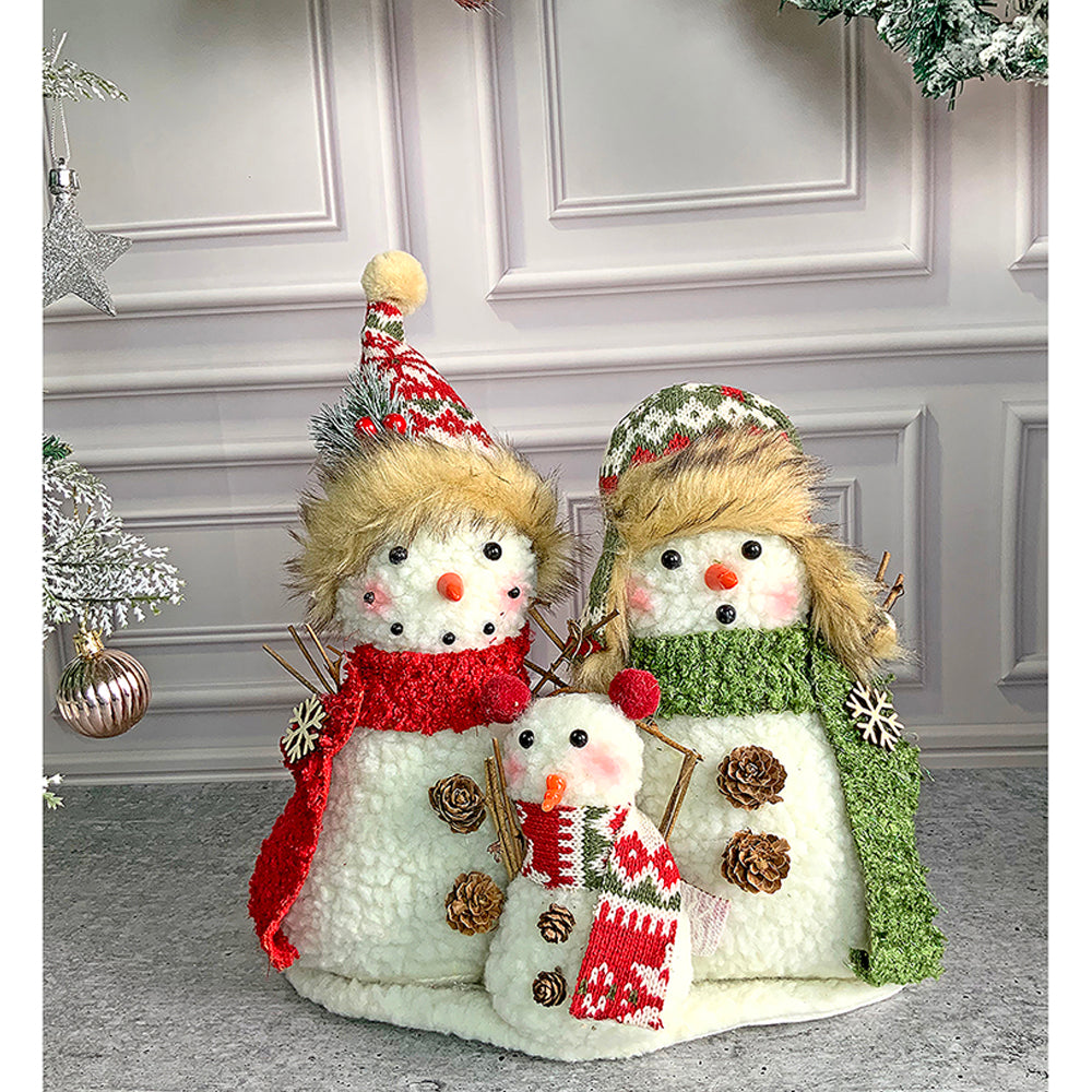 Little Surprise Box Plush Snowman Trio Family Christmas Décor for Home and Office