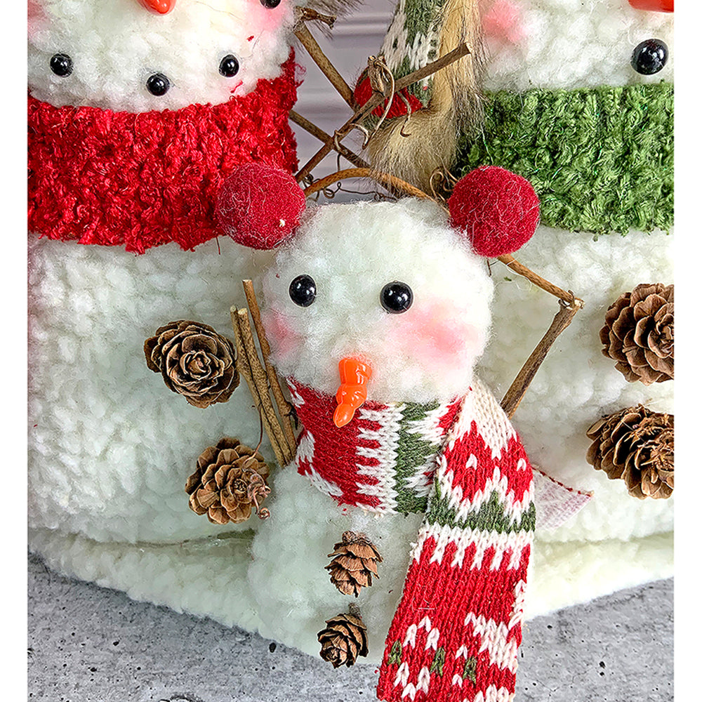 Little Surprise Box Plush Snowman Trio Family Christmas Décor for Home and Office