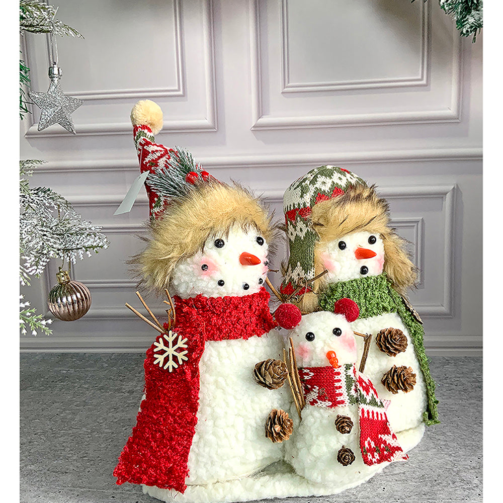 Little Surprise Box Plush Snowman Trio Family Christmas Décor for Home and Office