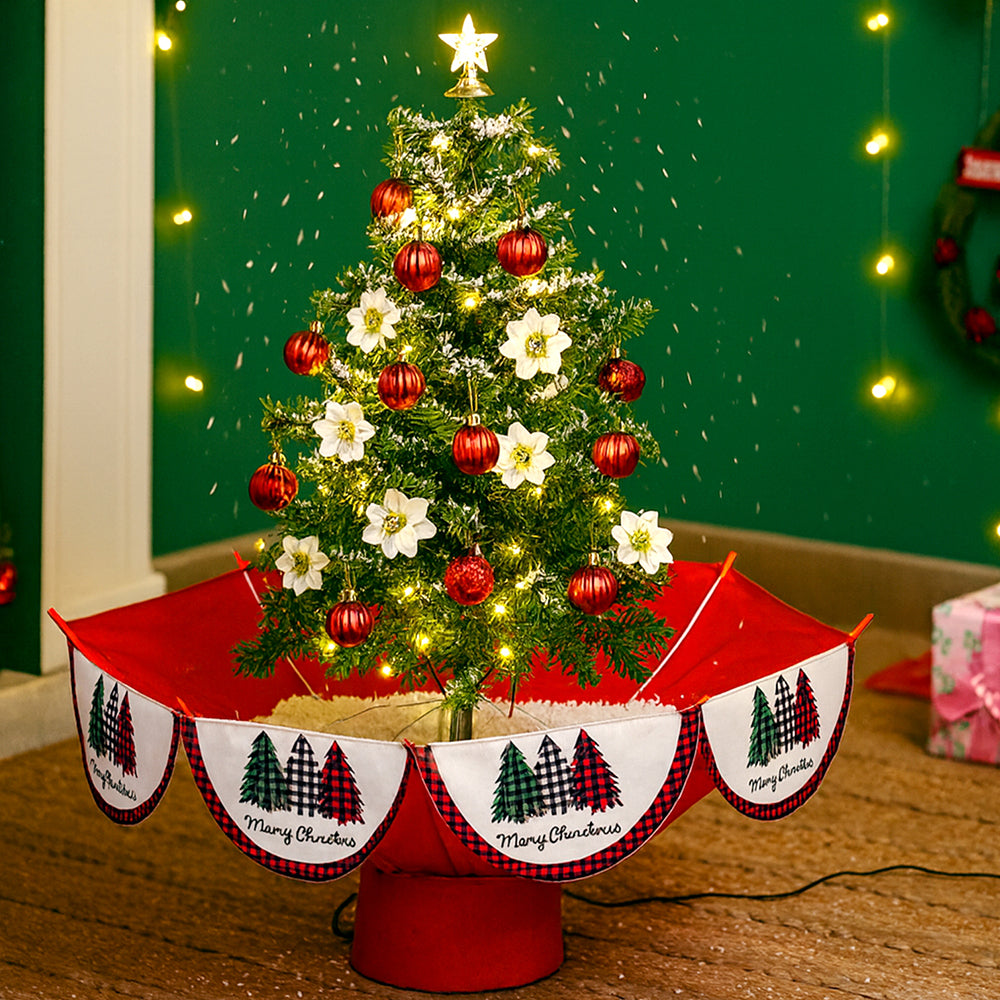 Little Surprise Box, 2.5feet, Star Tree  Themed Snowfall With Light & Music Umbrella Styled Christmas Home Décor