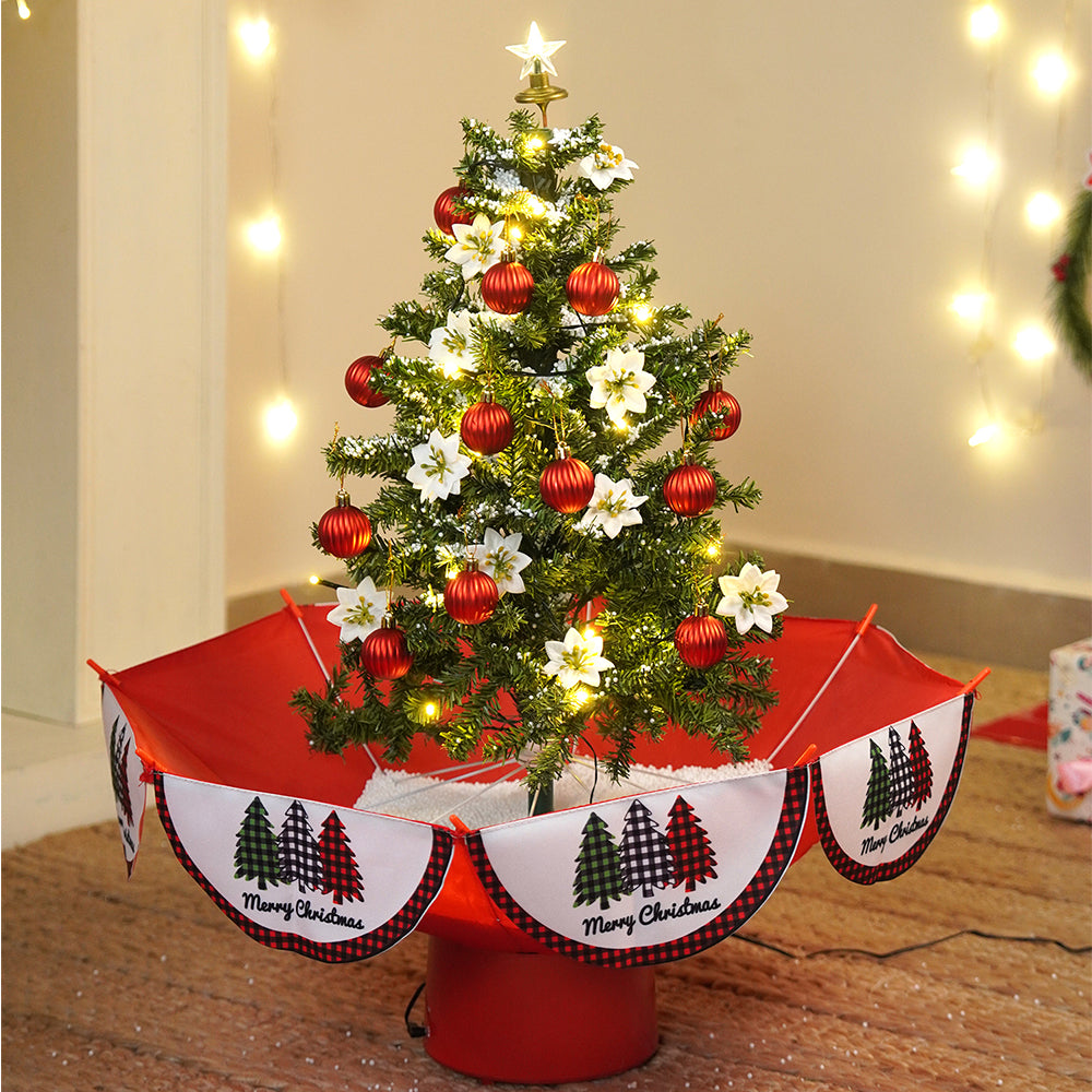 Little Surprise Box, 2.5feet, Star Tree  Themed Snowfall With Light & Music Umbrella Styled Christmas Home Décor