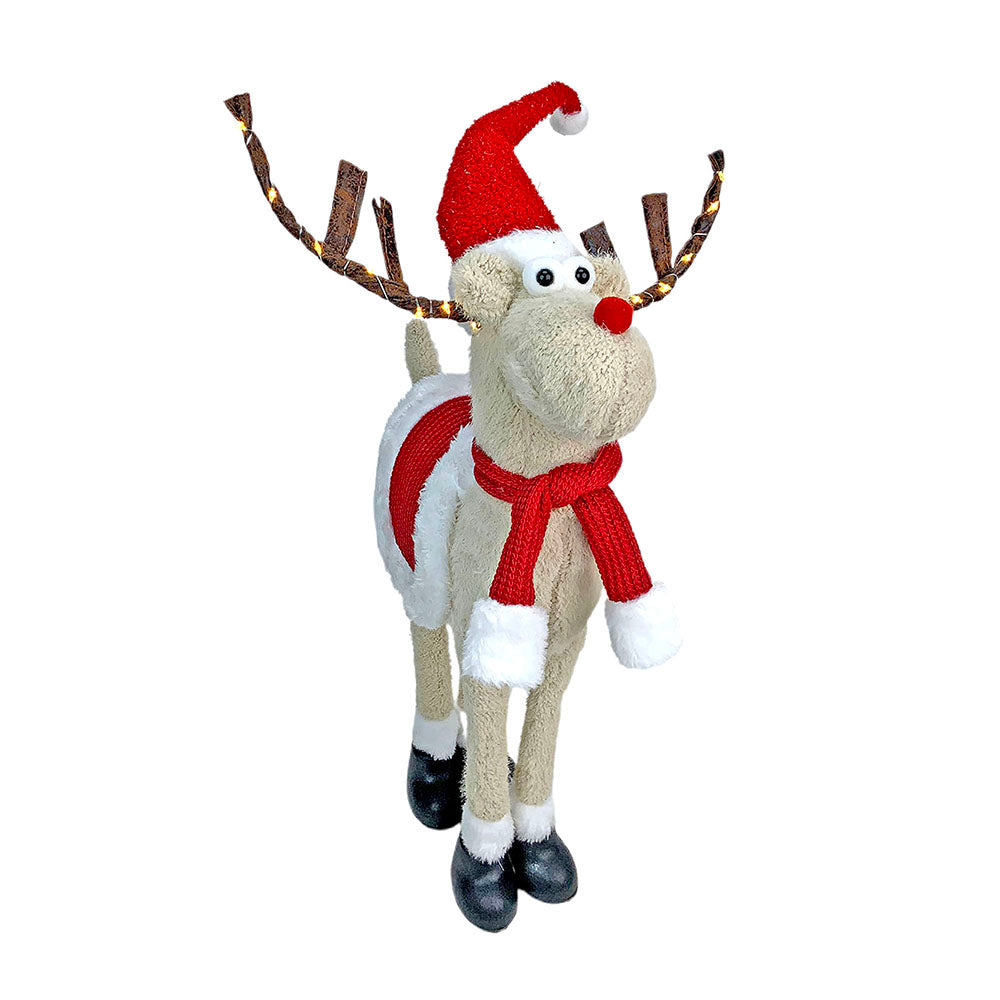 Little Surprise Box LED Light Horns 26 inches Standing Rudolf Christmas Plush Table Décor