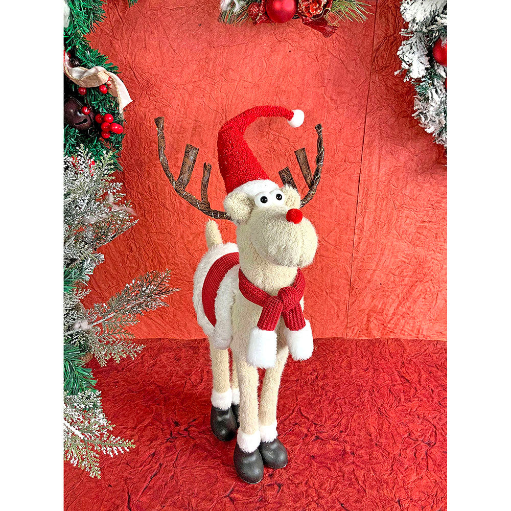 Little Surprise Box LED Light Horns 26 inches Standing Rudolf Christmas Plush Table Décor