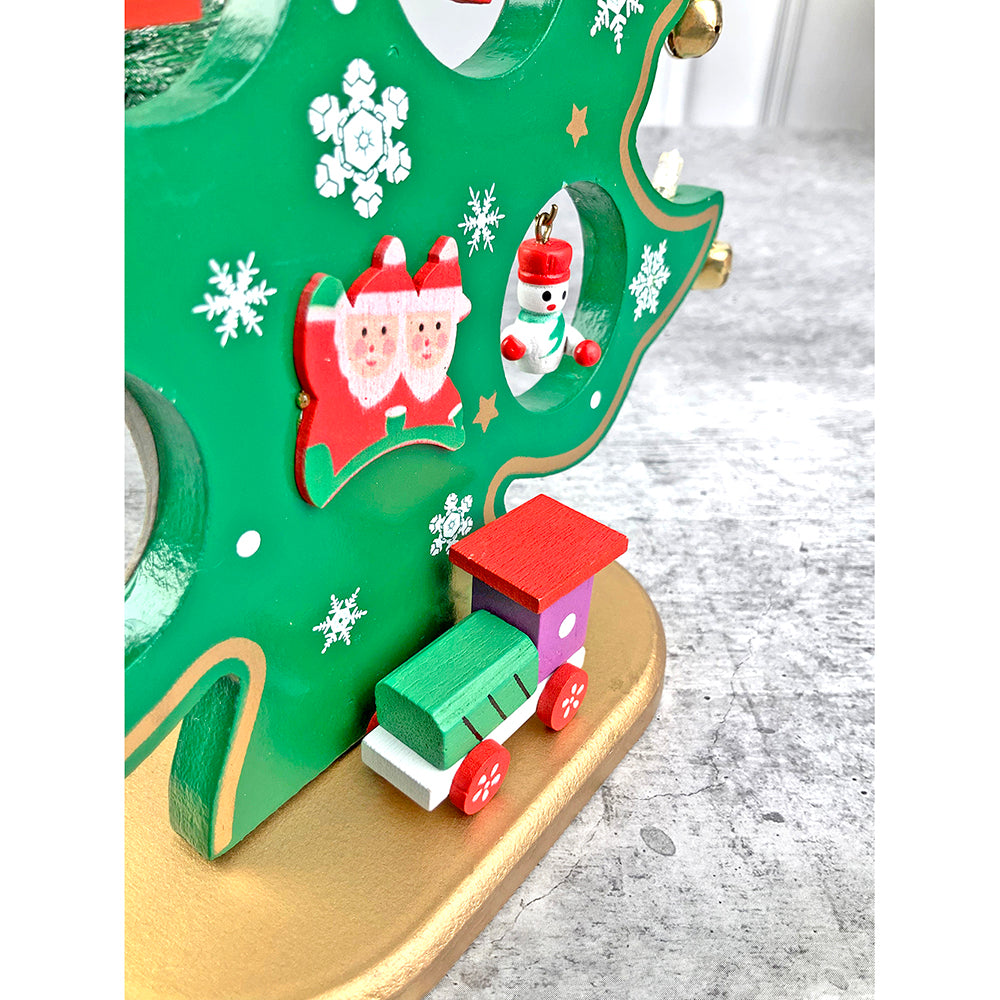 Little Surprise Box Green DIY Wooden Christmas Tree with LED Light, Christmas Table Décor