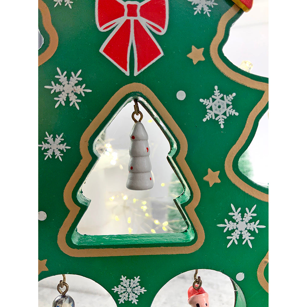 Little Surprise Box Green DIY Wooden Christmas Tree with LED Light, Christmas Table Décor