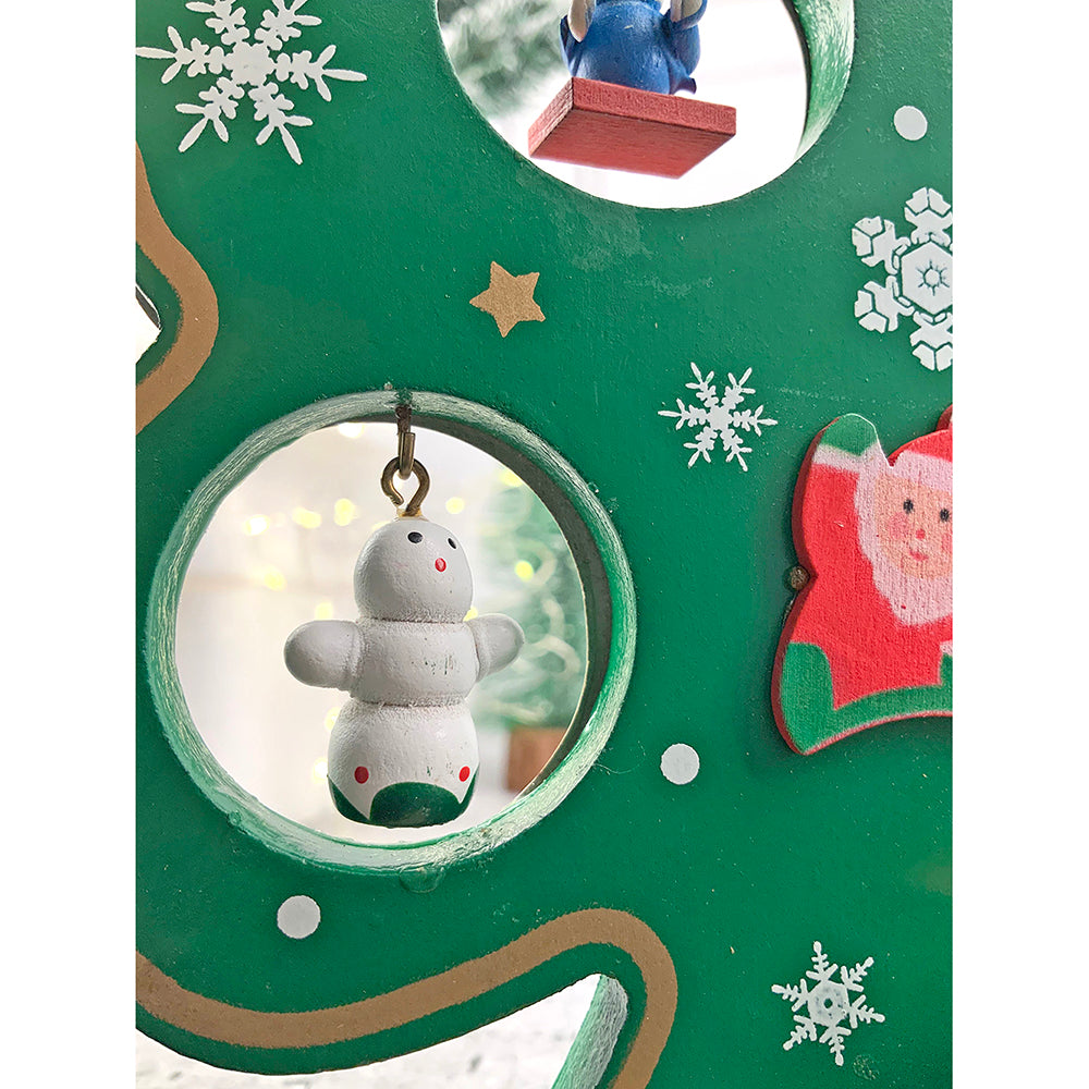 Little Surprise Box Green DIY Wooden Christmas Tree with LED Light, Christmas Table Décor