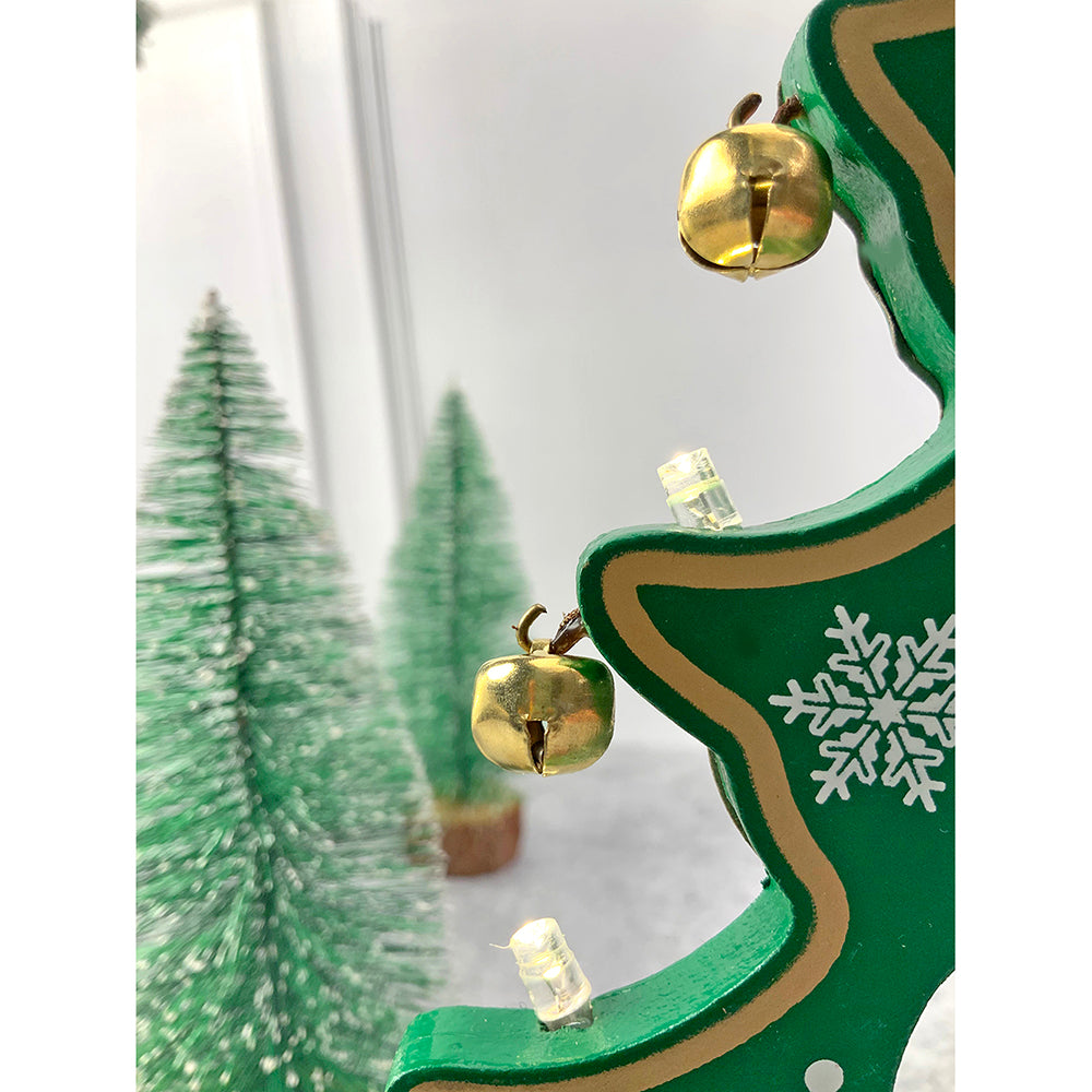 Little Surprise Box Green DIY Wooden Christmas Tree with LED Light, Christmas Table Décor