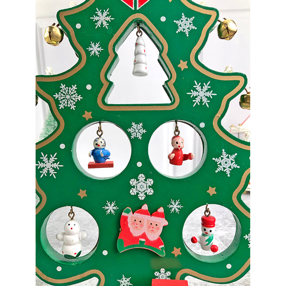 Little Surprise Box Green DIY Wooden Christmas Tree with LED Light, Christmas Table Décor