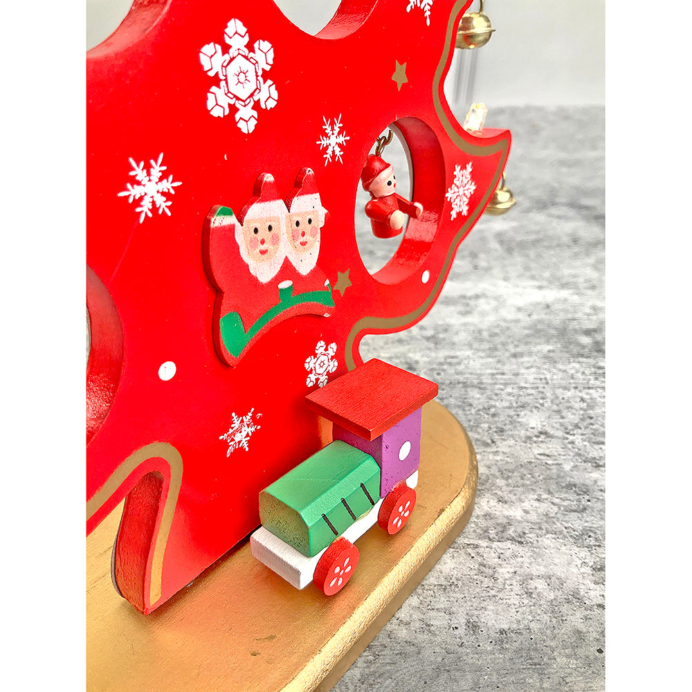 Little Surprise Box Red DIY Wooden Christmas Tree with LED Light, Christmas Table Décor