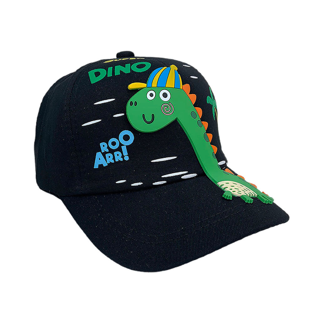 Little Surprise Box, Black 3d Super Dino Casual Cap for Kids