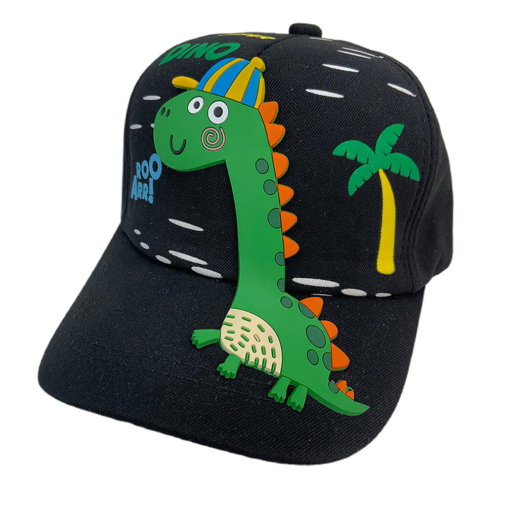 Little Surprise Box, Black 3d Super Dino Casual Cap for Kids