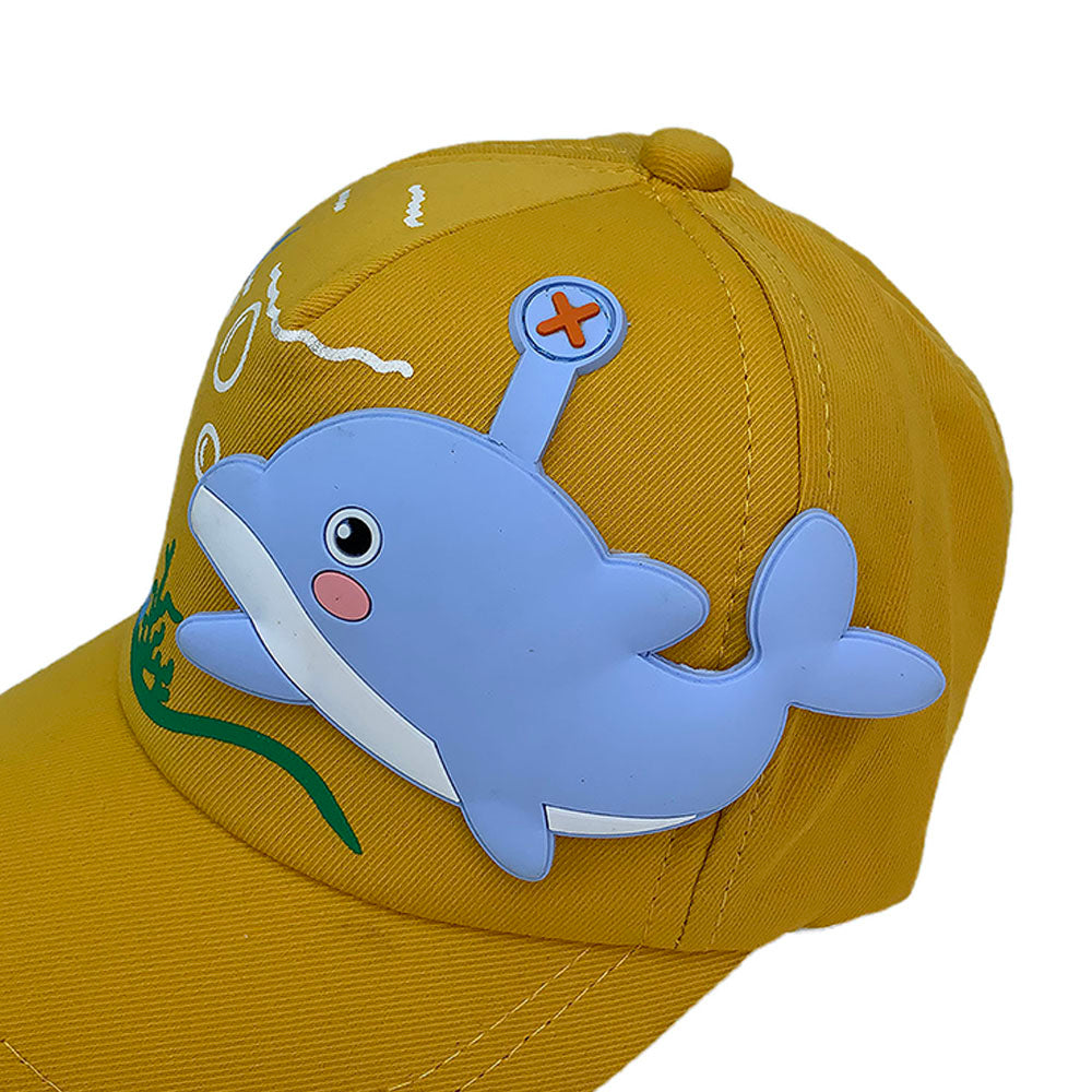 Little Surprise Box, Yellow 3d Dolphin Casual Cap for Kids