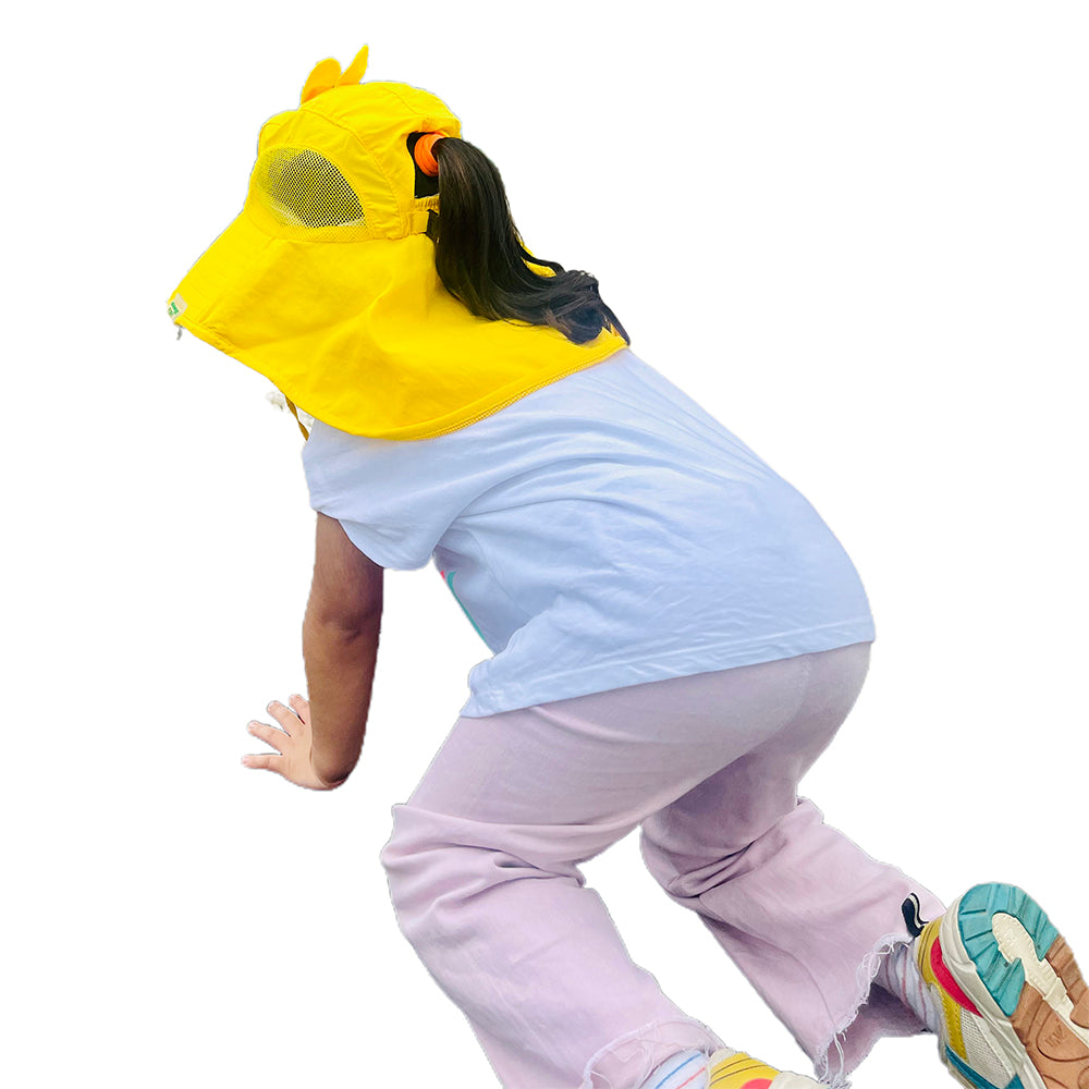 Little Surprise Box, Summer Hat With Wide Neck Flap For Kids, (3-10yrs),  Yellow Duck.