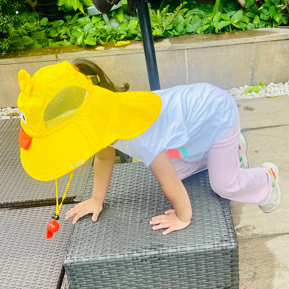 Little Surprise Box, Summer Hat With Wide Neck Flap For Kids, (3-10yrs),  Yellow Duck.