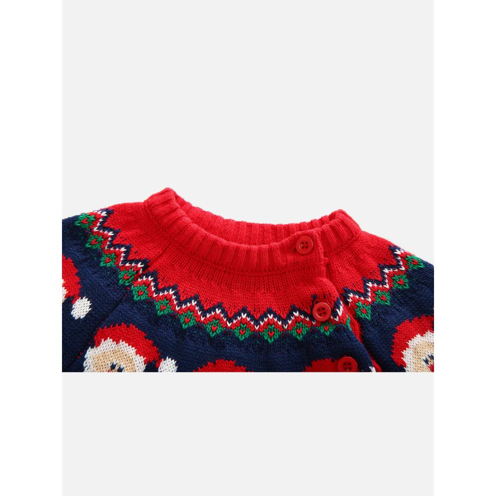 Kids Red & Navy HOHO Cardigan Sweater Round Neck