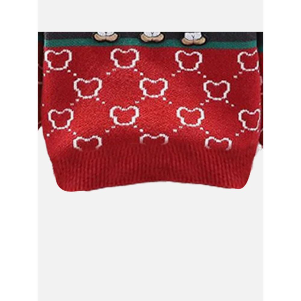 Kids Red Teddy Cardigan V Neck Sweater