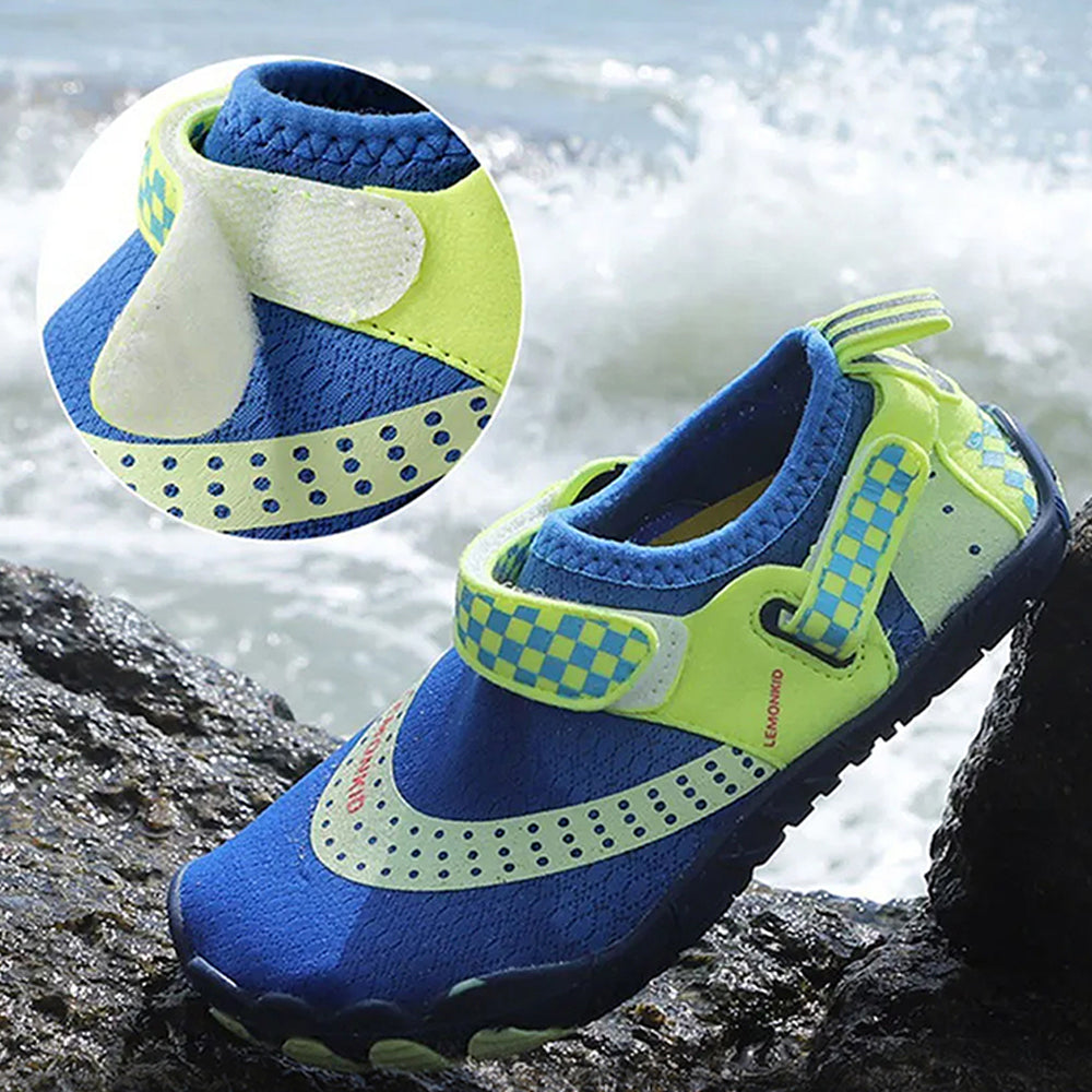 Little Surprise Box Blue & Green Anti Skid Land And Water Outdoor Adventure Shoes For Kids