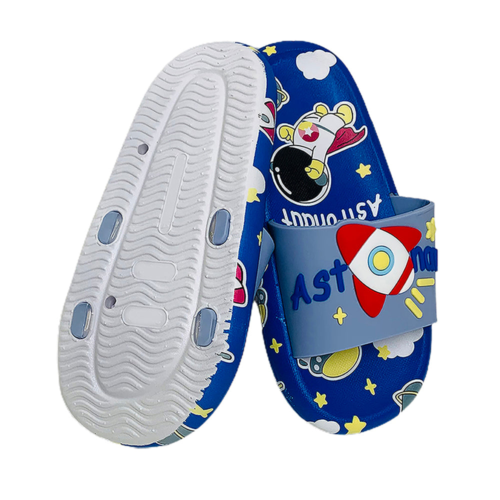 Little Surpise Box Blue All Over Astronaut Theme Slip On Clogs, Summer/Monsoon All Season Footwear For Toddlers & Kids.