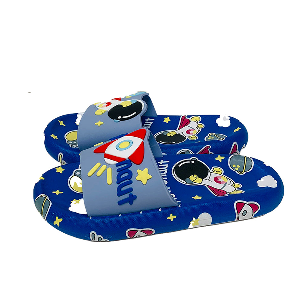 Little Surpise Box Blue All Over Astronaut Theme Slip On Clogs, Summer/Monsoon All Season Footwear For Toddlers & Kids.