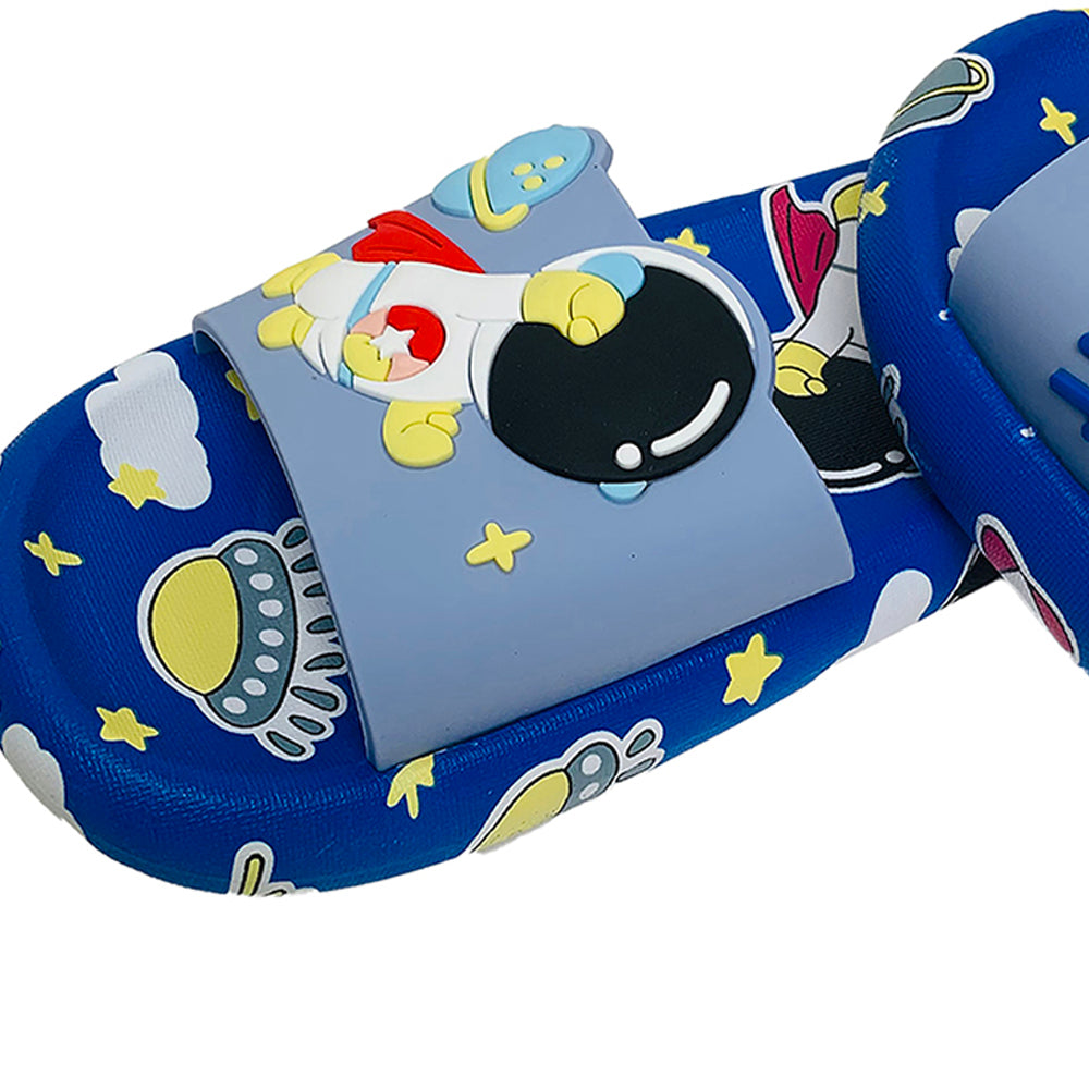 Little Surpise Box Blue All Over Astronaut Theme Slip On Clogs, Summer/Monsoon All Season Footwear For Toddlers & Kids.