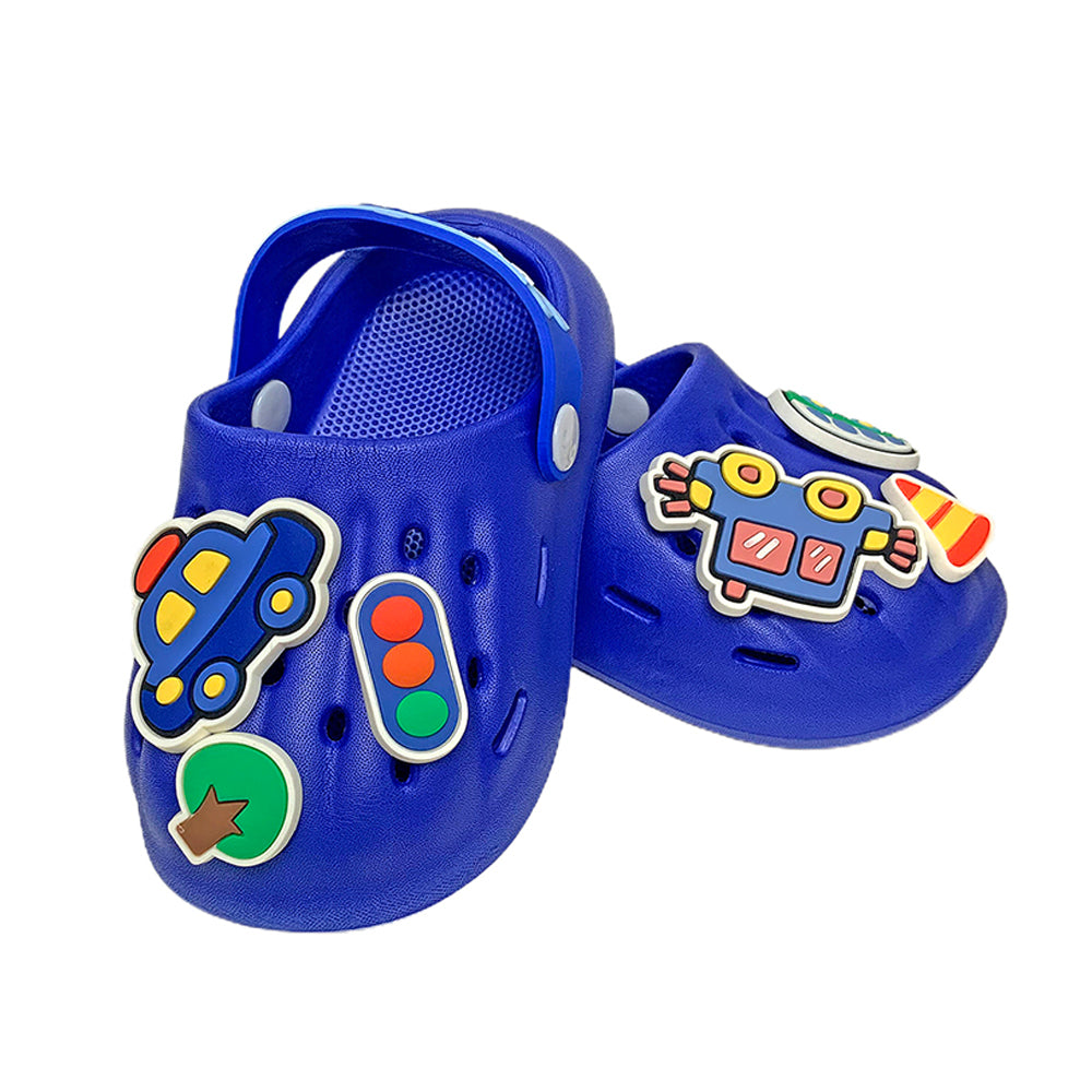 Little Surpise Box Blue Transport Theme Slip On Clogs, Summer/Monsoon All Season Footwear For Toddlers & Kids.