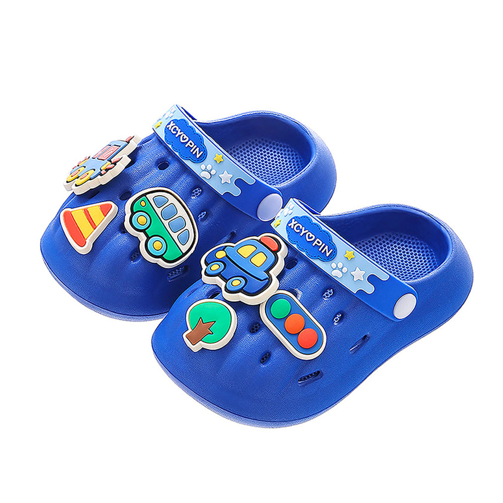 Little Surpise Box Blue Transport Theme Slip On Clogs, Summer/Monsoon All Season Footwear For Toddlers & Kids.