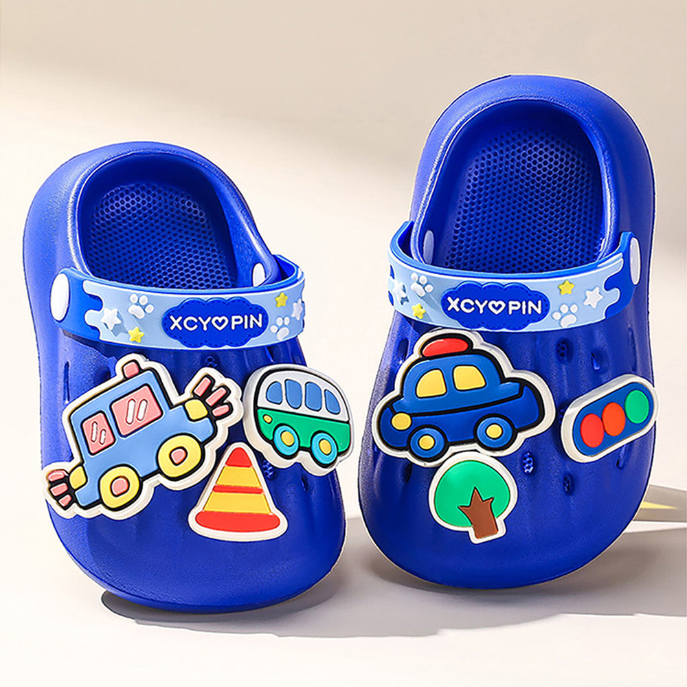 Little Surpise Box Blue Transport Theme Slip On Clogs, Summer/Monsoon All Season Footwear For Toddlers & Kids.