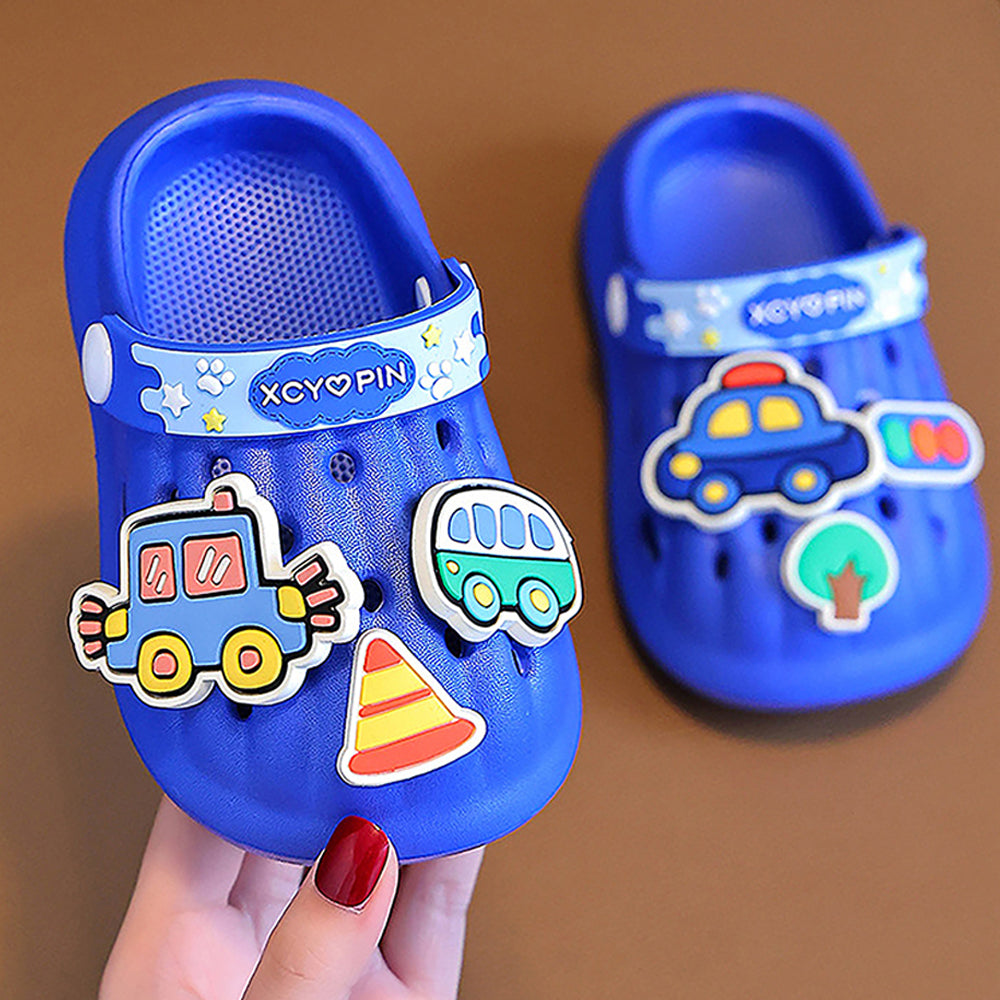 Little Surpise Box Blue Transport Theme Slip On Clogs, Summer/Monsoon All Season Footwear For Toddlers & Kids.