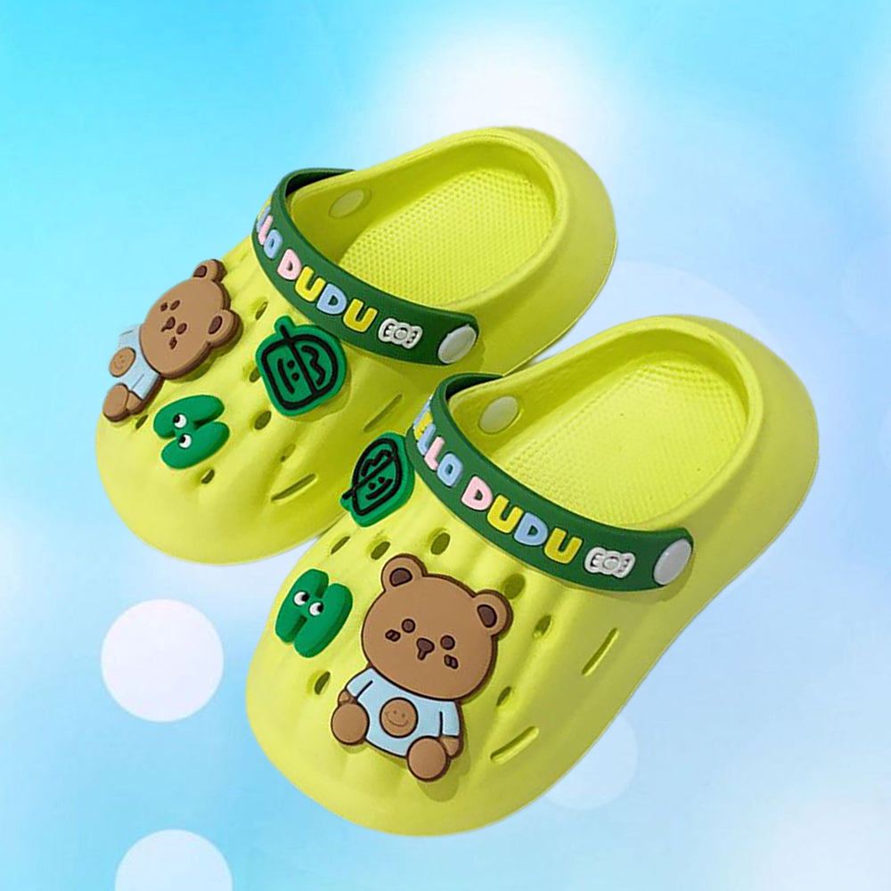 Little Surprise Box Green & Dark Green Big Bear Slip On Clogs ,Summer/Monsoon/ Beach Footwear For Toddlers And Kids, Unisex.