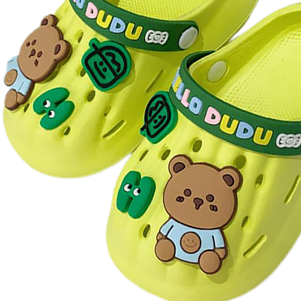 Little Surprise Box Green & Dark Green Big Bear Slip On Clogs ,Summer/Monsoon/ Beach Footwear For Toddlers And Kids, Unisex.