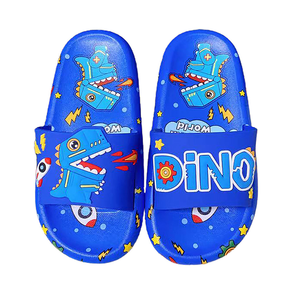 Little Surpise Box Cobalt Blue All Over Dino Theme Slip On Clogs, Summer/Monsoon All Season Footwear For Toddlers & Kids.